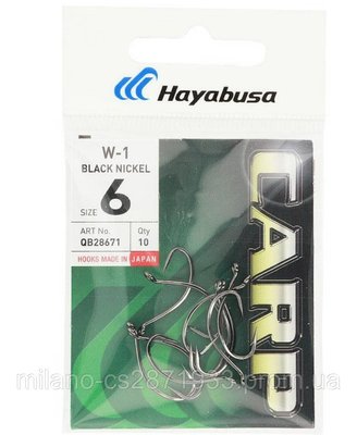 Гачки коропові Hayabusa W1 Black Nickel N° 6 1631775181 фото