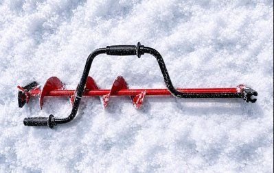 Льодобур рибальський Харківський дворучний 130 мм ліве обертання ступеневі ножі червоно-чорний 3213460087 фото
